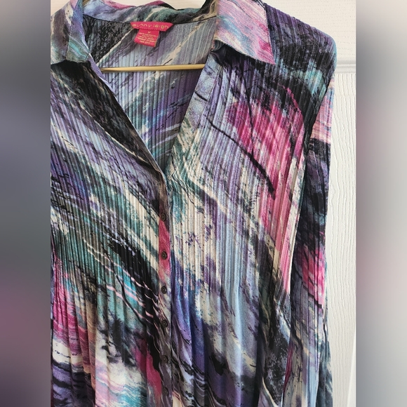 🔮Sunny Leigh - Multicolour Flare Buttonfront Blouse - Size M - Picture 6 of 8